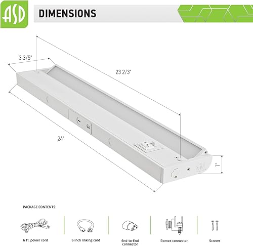 Miniatura 39 de ASD Iluminación LED giratoria para debajo del gabinete, 12 pulgadas, 5 W, cableado o enchufable, 2700 K/3000 K/4000 K, interruptor de alta/bajo