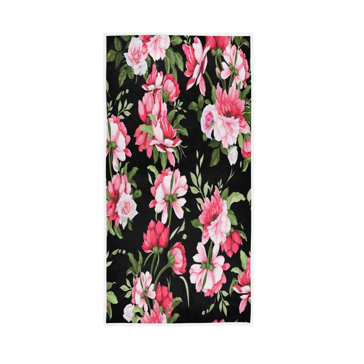 HUYGD Pink Floral Roses Soft Bath Towel Large Hand Towels Multipurpose for Bathroom Hotel Gym Spa 30"x15"