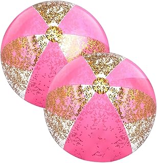 QUAEDE 2 bolas de agua hinchables de color dorado, para piscina para adultos, fiestas de cumpleaños de verano, color rosa