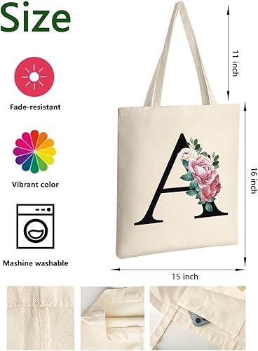 Miniatura 3 de AUSVKAI Bolsa de lona estética para mujer, bonita bolsa de algodón reutilizable para cumpleaños personalizada para profesores, regalos de dama de