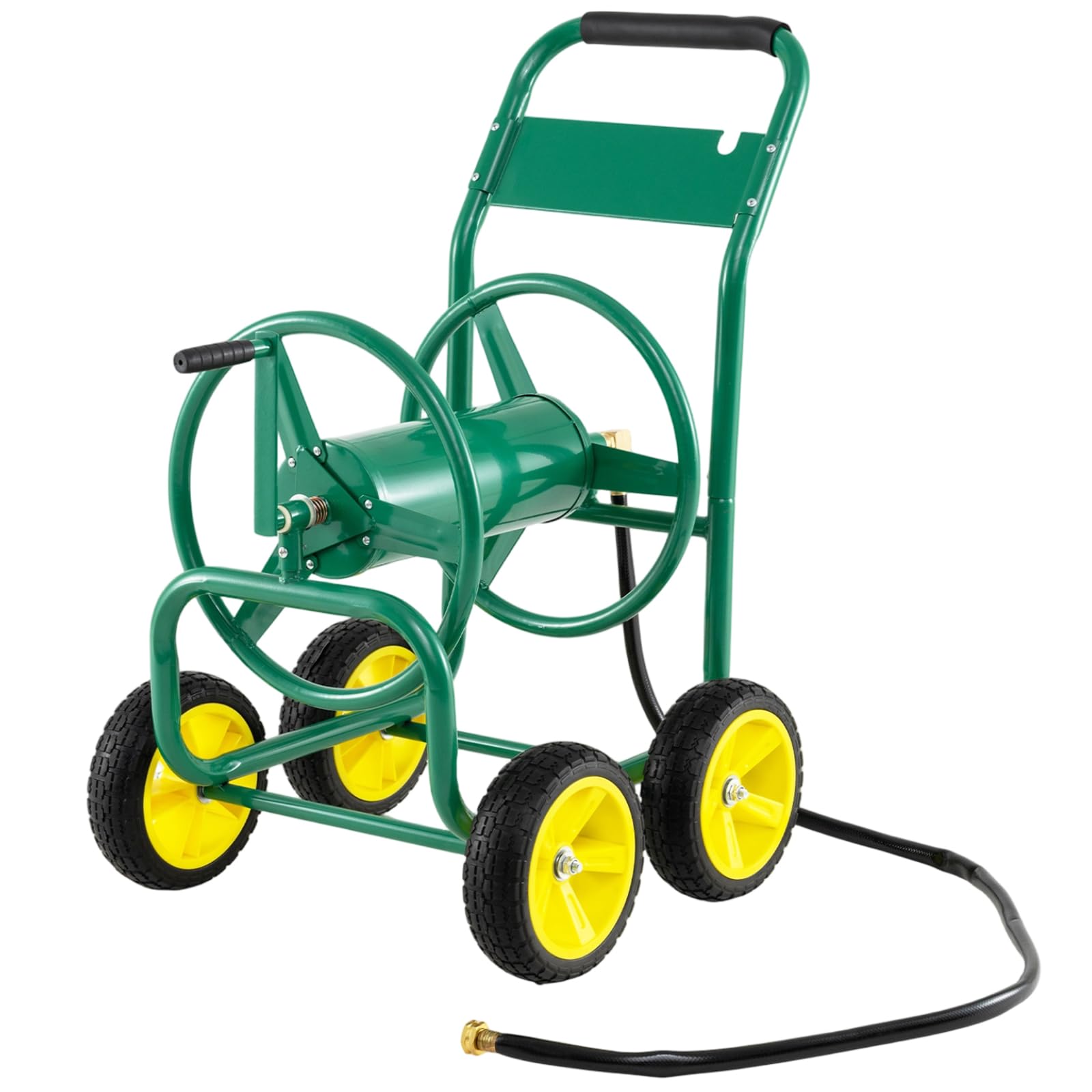 COSTWAY Garden Hose Reel Cart, Metal Hose Trolley with 4 Wheels & Crank Handle, Holds 100m of 16mm or 120m of 13mm Hose, Outdoor Water Hose Carts for Lawn Yard (Green, 89 x 60 x 98cm)