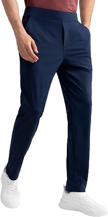 HISDERN Air 509 Mens Golf Jogger Pants, Stretch Dry Fit Tapered Slim Lightweight with Elastic Waist & Zipper Pocket