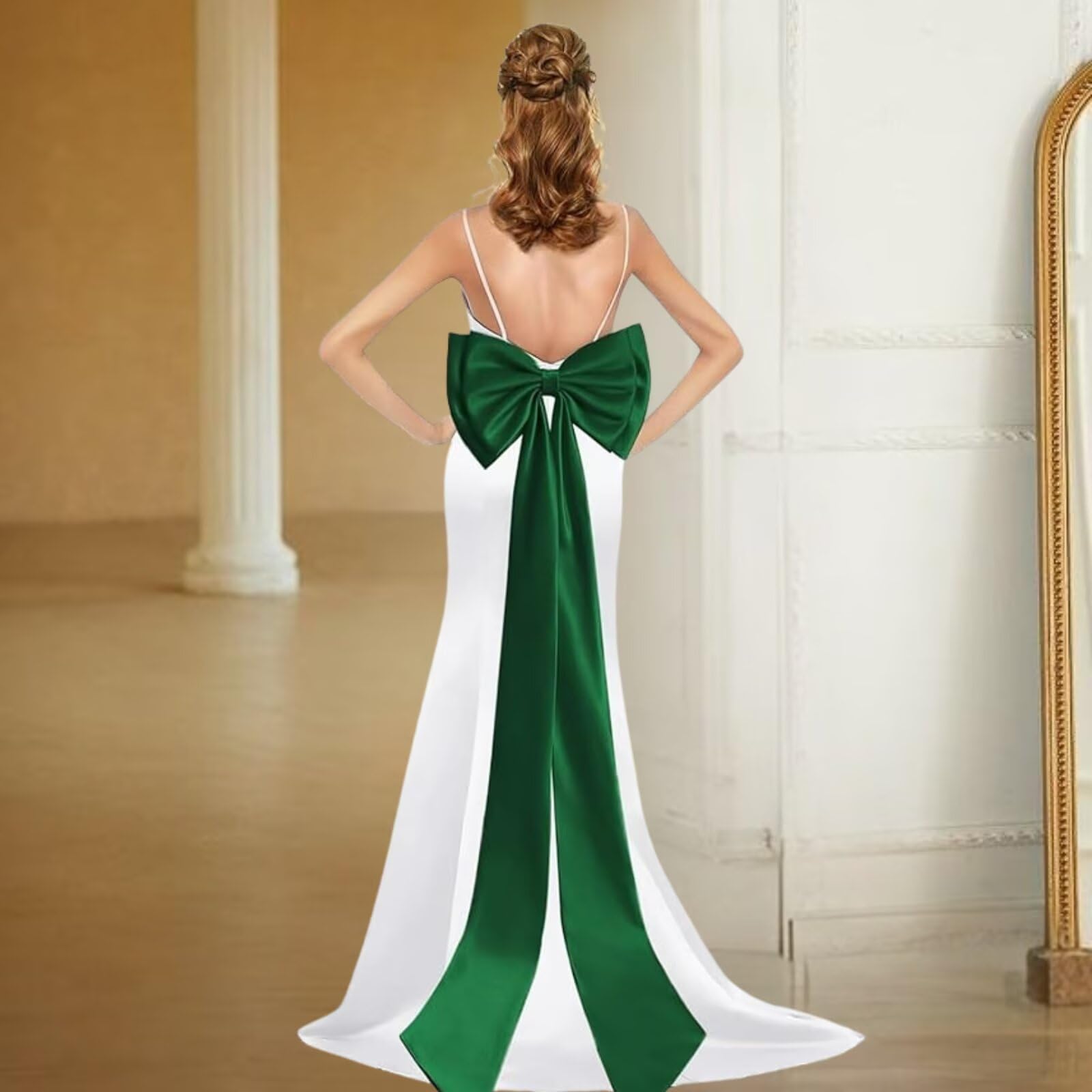 Ceinture extra-longue en satin avec gros nœud, 140 cm, noire