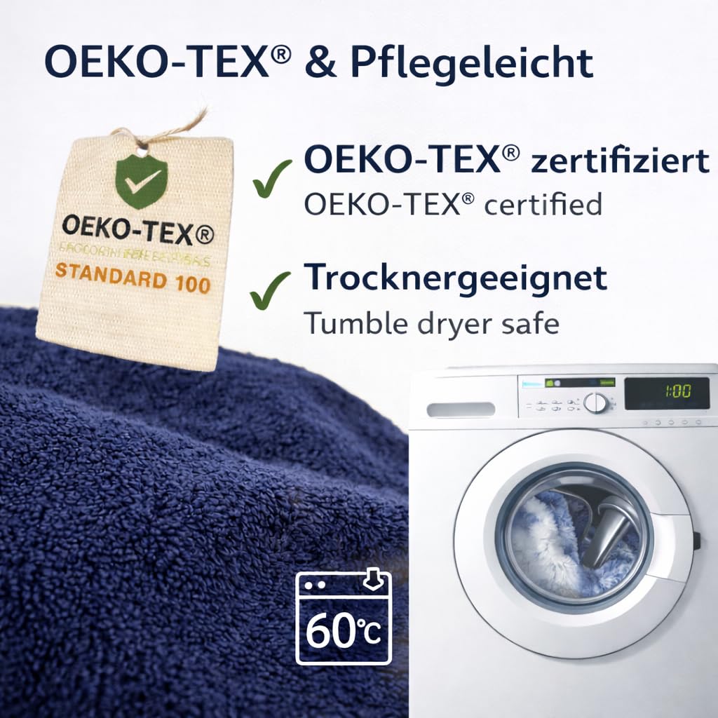 Betz 3-TLG. XXL Saunatuch Set Premium 100% Baumwolle 1 Saunatuch 2 Handtücher Farbe dunkelblau