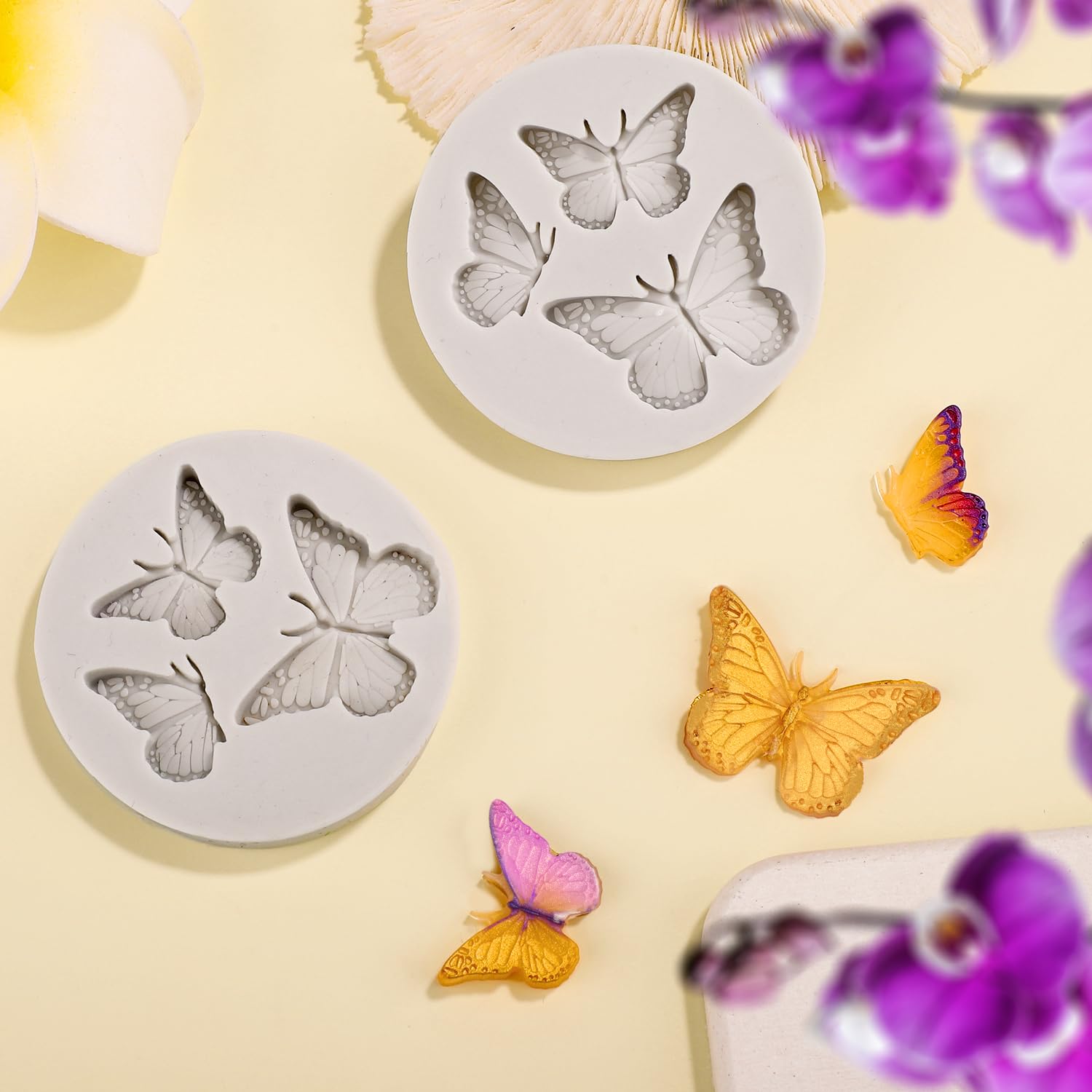 4 Stück Schmetterlings-Silikonformen | Mini-Fondantformen Für Kuchen, Seife, Harz | BPA-frei & Lebensmittelecht | Wiederverwendbar