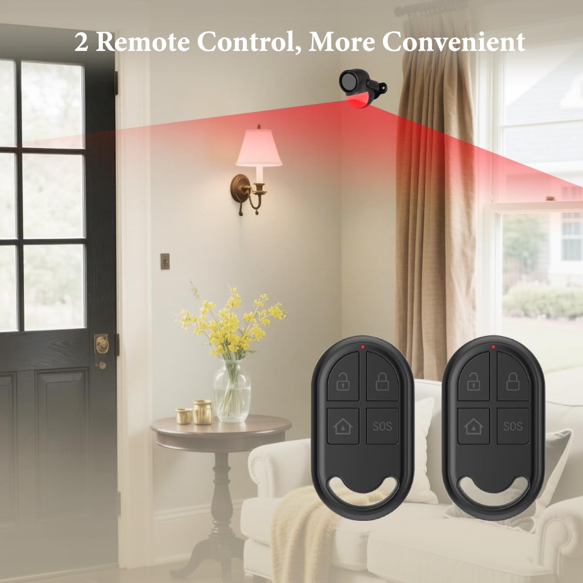 GALOOK Sirene Alarme Detecteur de Mouvement sans Fil Exterieur Interieur avec 2 TéLéCommande, Alarme antivol pour Maison, Piscine, Moto, Camping, Car, Porte, Garage, Voiture sans Fil, 125dB