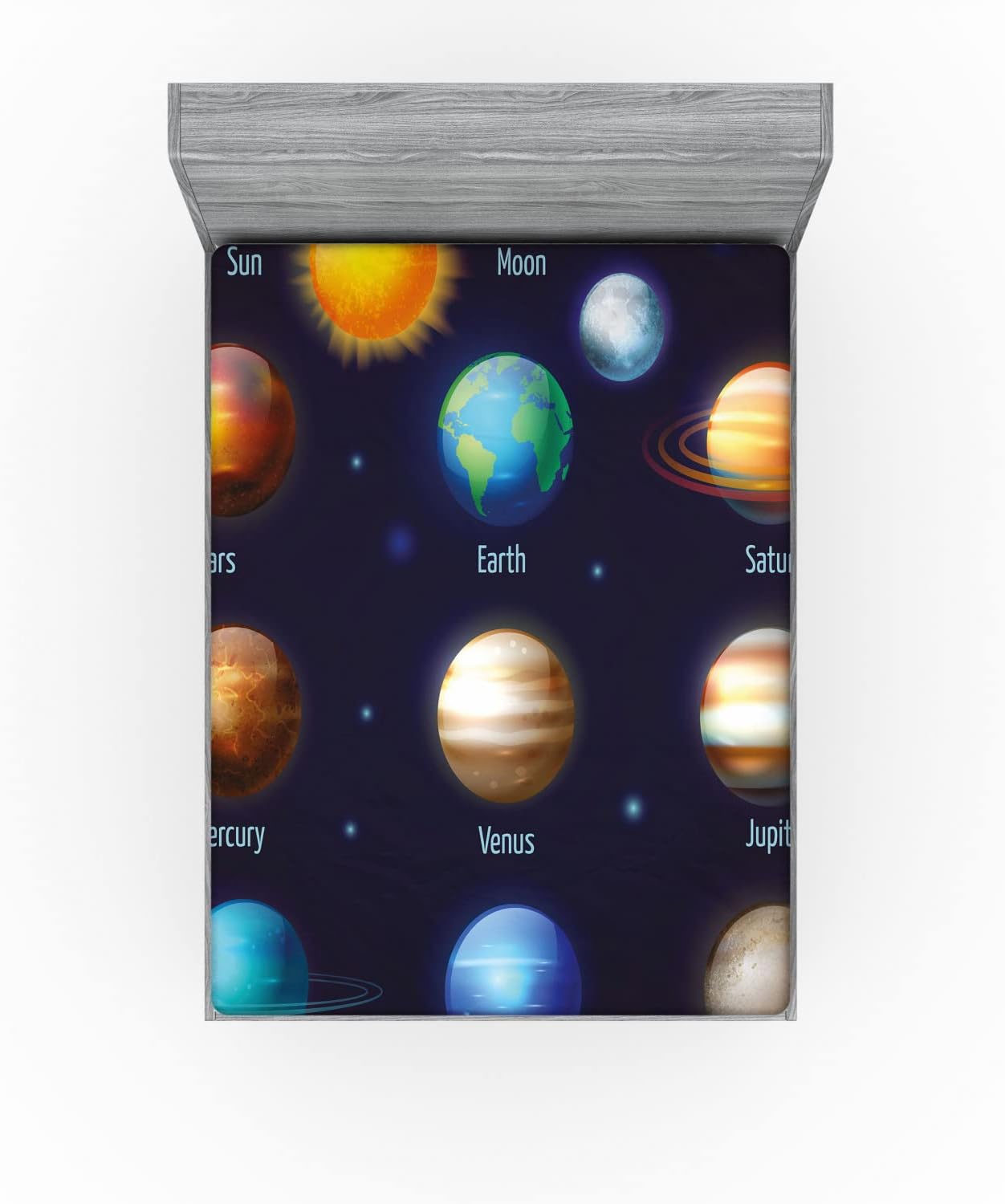 Ambesonne Science Fitted Sheet, Solar System Planets and The Sun Pictograms Set Astronomical Colorful Design, Soft Decorative Fabric Bedding All-Round Elastic Pocket, Full Size, Space Purple Full Space Purple
