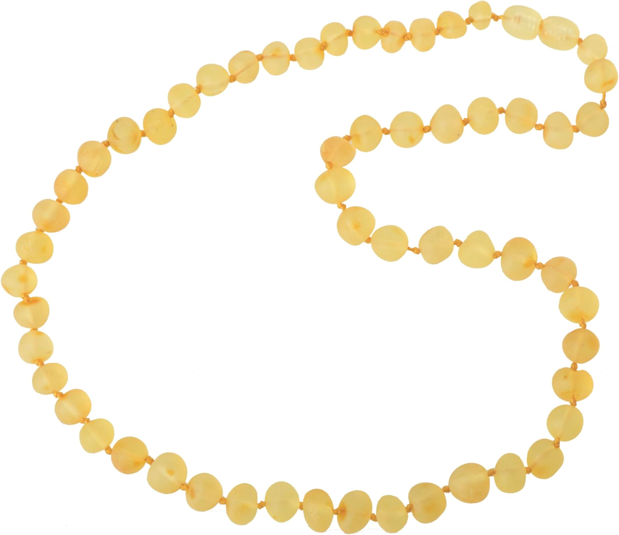 Raw Amber Necklace for Adults - Lemon Color - 17.7 Inches - Baltic Amber Land - Hand-made From Unpolished / Certified Baltic Amber Beads - Knotted - Screw Clasp (Lemon)