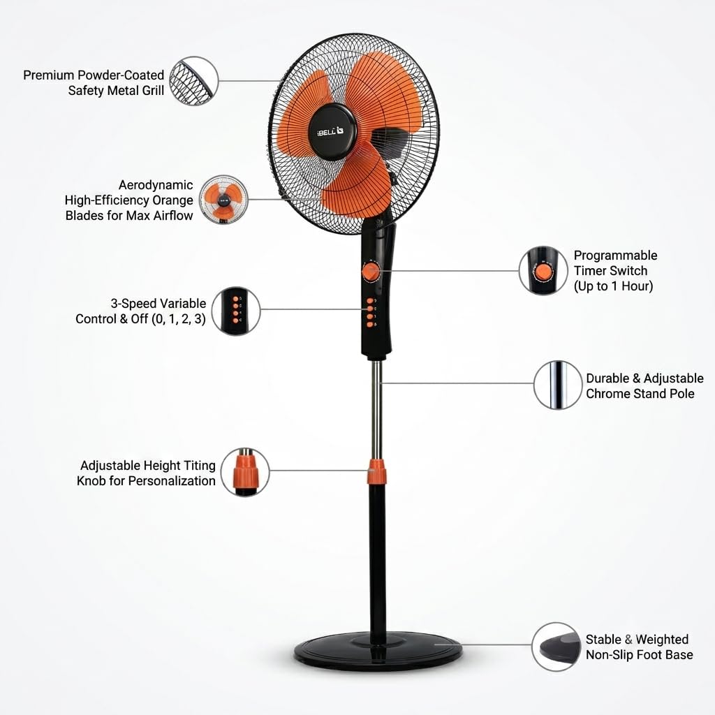 IBELL Zephyr03 Pedestal Fan - 2-Year Warranty -4