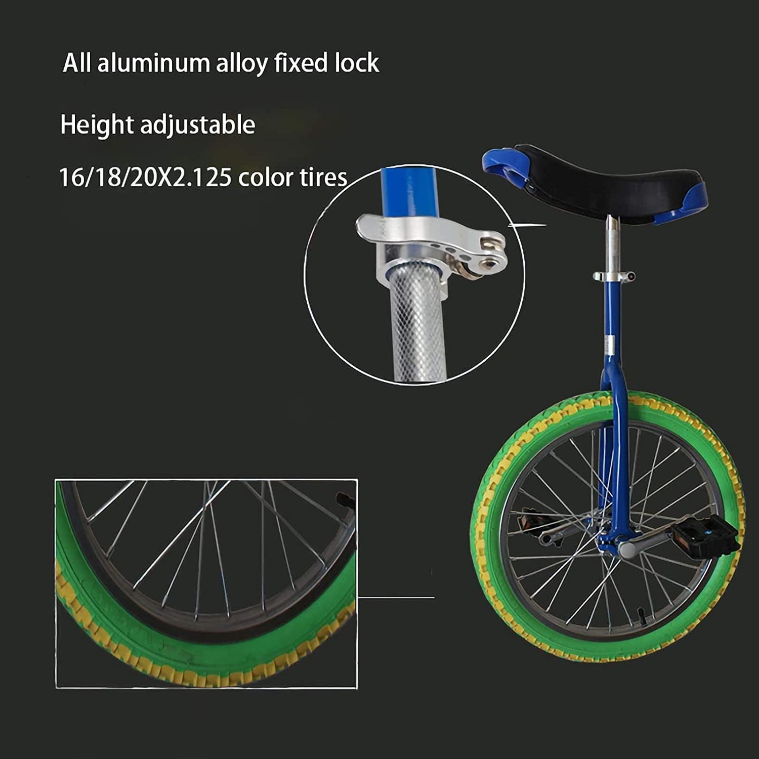 MDybf Colored Tire Unicycle Wheel Free Bracket, Used As A Human Carrying Tool for Acrobatic Bicycles, Balancing Unicycles (Color : Yellow, Size : 18inch)