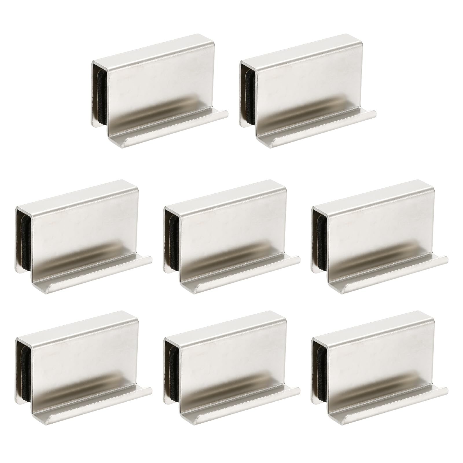 sourcing map 8Pcs 1.6" Glass Finger Edge Pull, Steel Window Display Door Clips, Concealed Cabinet Door Handle for Drawers, Wardrobes, Display Glass Case, Furniture, Pearl Nickel — image 1