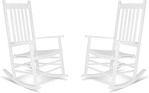 Shine Company Vermont - Juego de 2 mecedoras para porche delantero al aire libre, color blanco