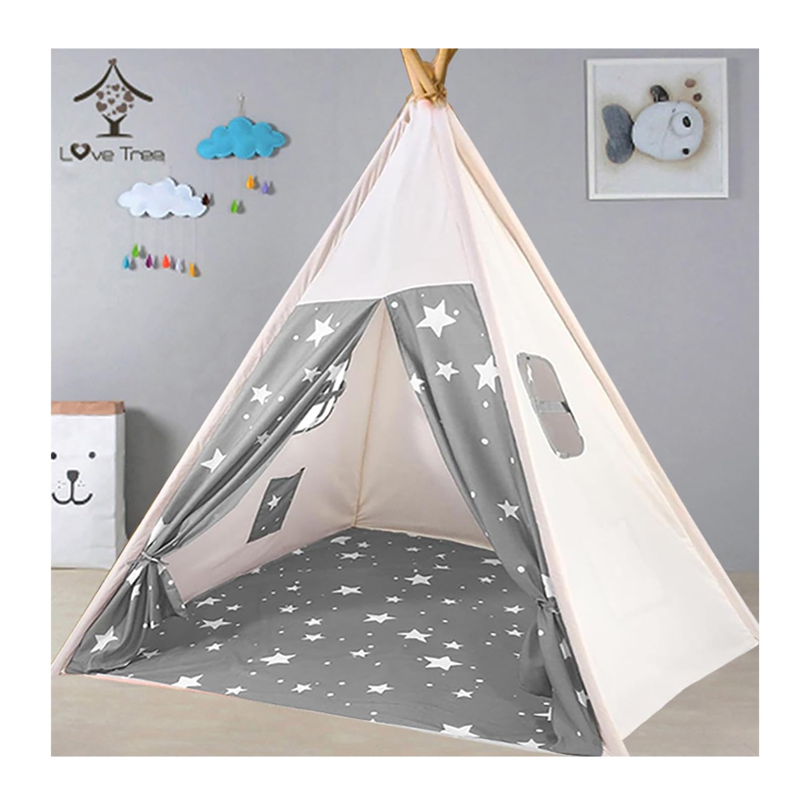 Trafagala Kids Teepee Tent for Kid Large Indoor and Outdoor Folding Tipi Kids Play Tent for Boys Girls (without Fun Flag and Carrying Bag) — image 1