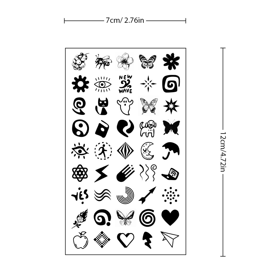 650 Pcs Tiny Small Finger Temporary Tattoos Stickers For Women Men Hands, Realistic Bulk Mini Black Long Lasting Waterproof Fake Temp Tattoo For Adult Body Finger Neck Decation Q726 image 4