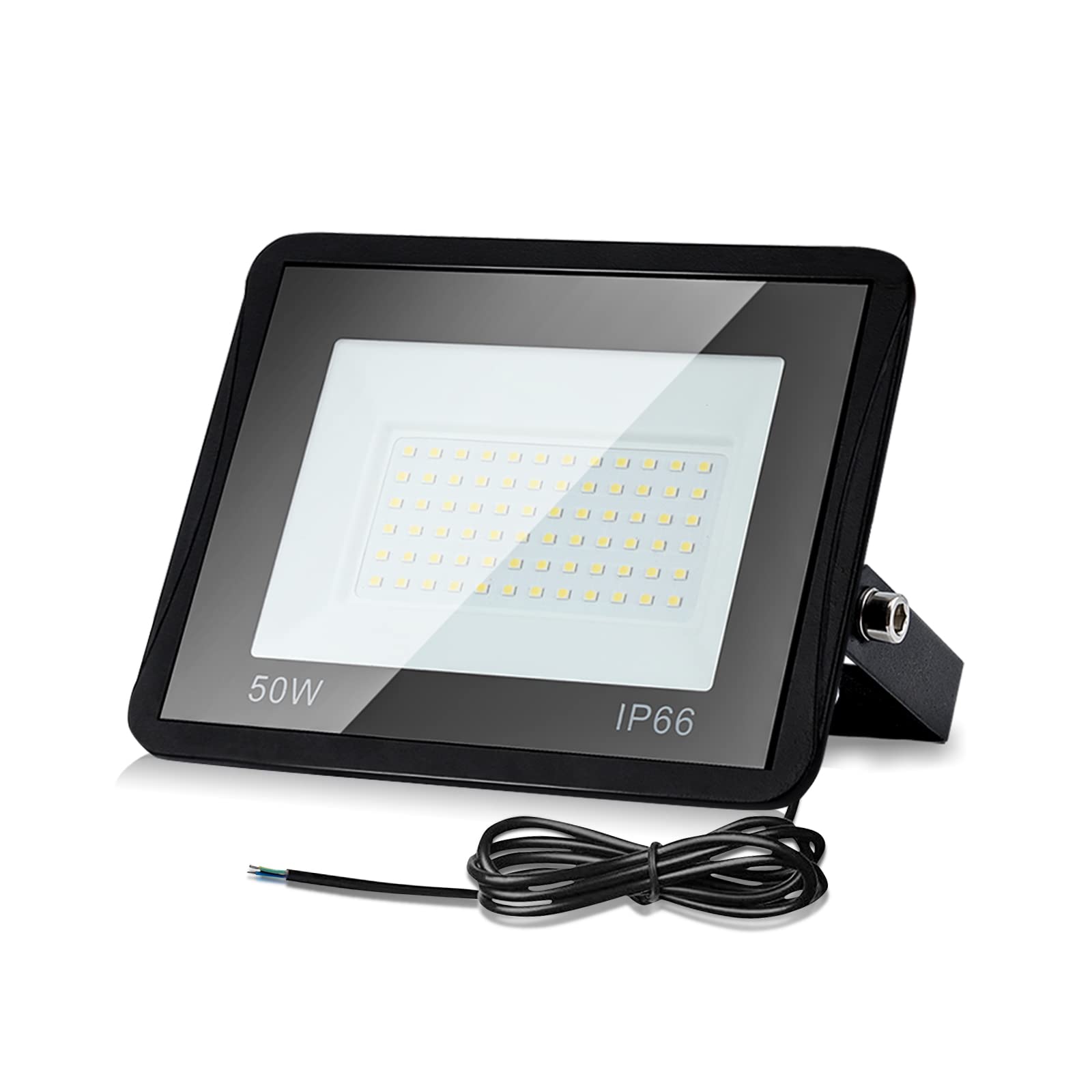 Lospitch Reflektor LED 50W, super jasny reflektor LED 3000K ciepła biel, 4250LM na zewnątrz, wodoodporny IP66 reflektor zewnętrzny LED na boisko sportowe, podwórko, garaż itp. [Klasa energetyczna A++]