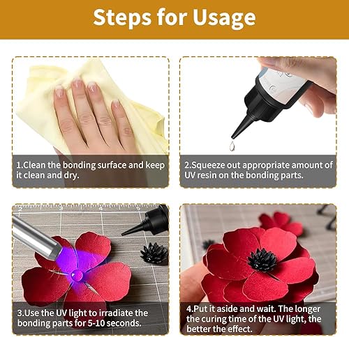 Miniatura 4 de Kit de Resina UV SVECKE con Luz, Kit de Pegamento UV de 50g para Enlace y Kit de Soldadura de Joyería, Adhesivo de Secado Rápido para Reparación de