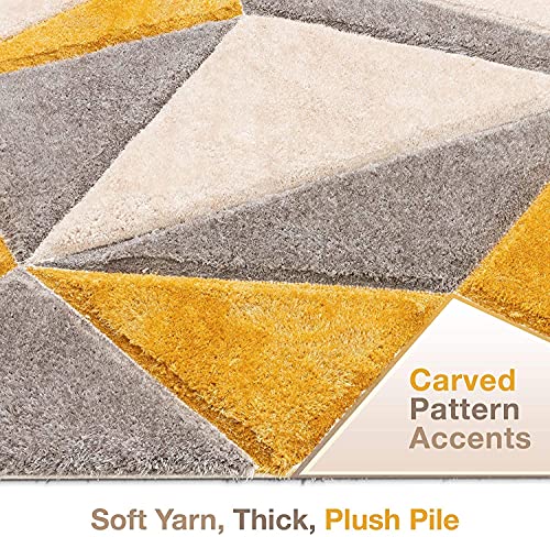 Image of Carpet for Living Room 5x5 Feet Round Anti Skid Rug Colour Yello Silver