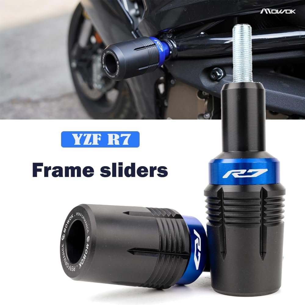 Motorrad Sturzpads für R7 YZF-R7 2025 2024 | CCYYMOWOK Motorrad Zubehör für YZFR7 R7 2021 2022 2023 Rahmen Schieber Sturzschutz Crashpads Protektoren (Blau)