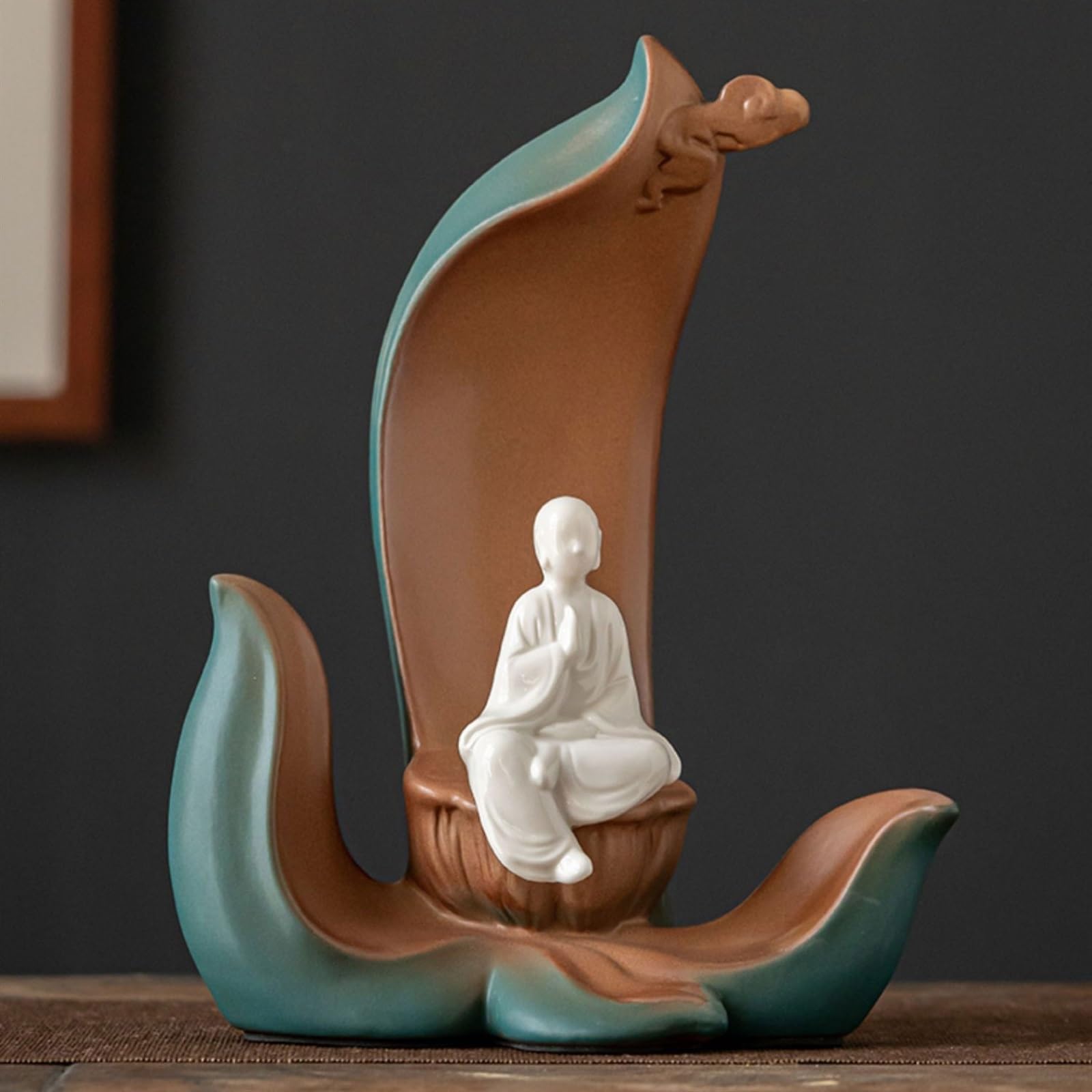 Recogedor de Cenizas Quemador de Incienso reflujo cerámica Chino Creativo, decoración Zen, Soporte Retro Escritorio Decorativo