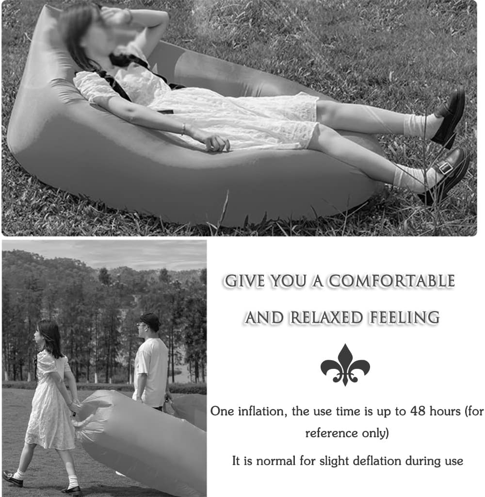 Inflatable Lounger Couch Outdoor Solid Color Single Use Air Sofa, Comfortable Beach Vacation Inflatable Couch, Portable Storage Bag, Bearing 200kg/440.9lb (Color : Yellow, Size : 180 * 70 * 60cm)