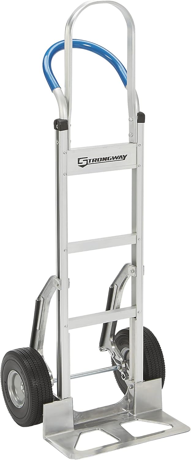 Strongway Continuous Handle Aluminum Hand Truck/Stair Skid Moving Dolly - 660-Lb. Capacity, 18in. Wide Toe Plate, 10in. Polyurethane Wheels, 54in. High - 