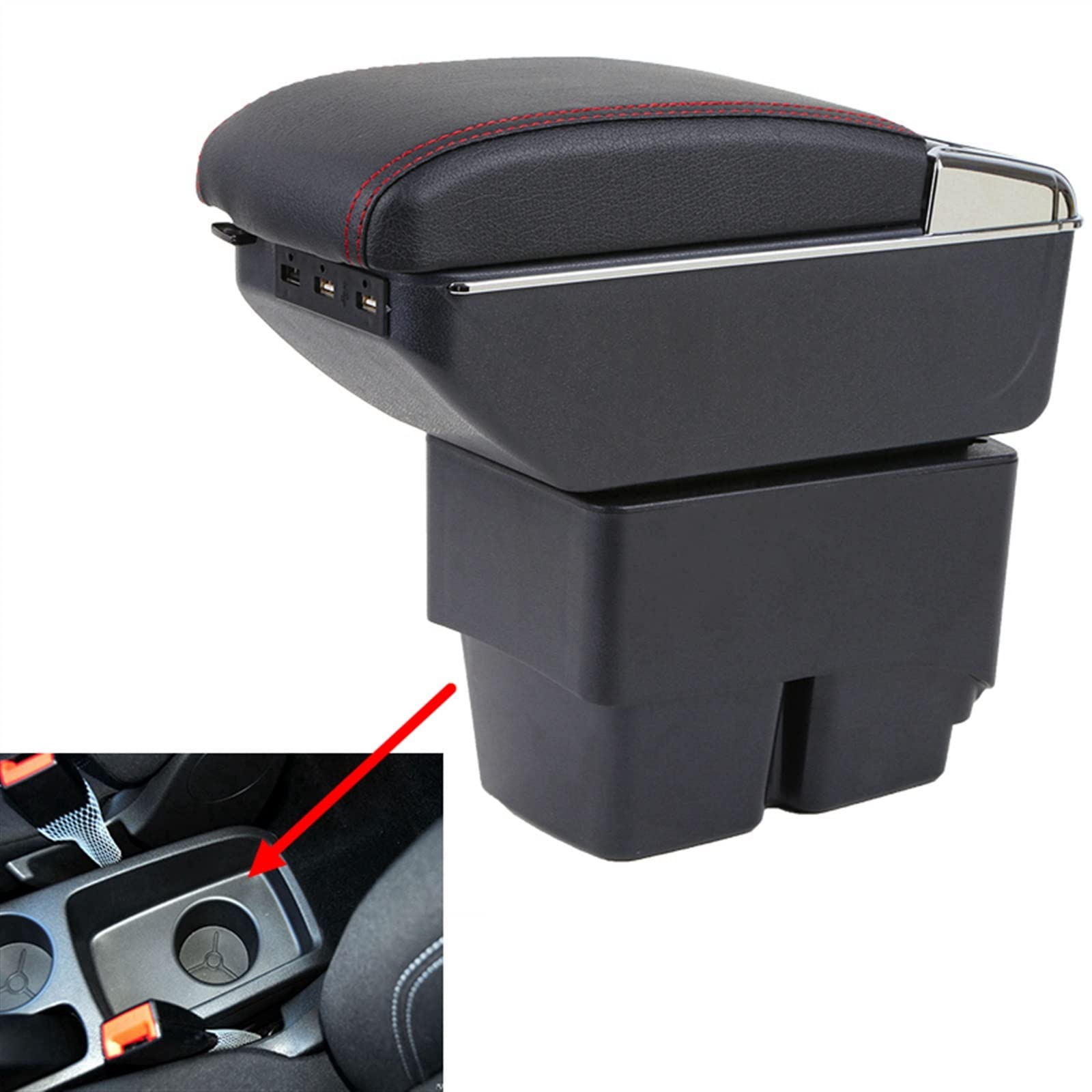 podłokietnik samochodowy pudełko do Forda Fiesta MK7 2009-2019 konsola środkowa pudełko z uchwytem na kubek auto modernizacja wnętrz akcesoria: C czarny biały