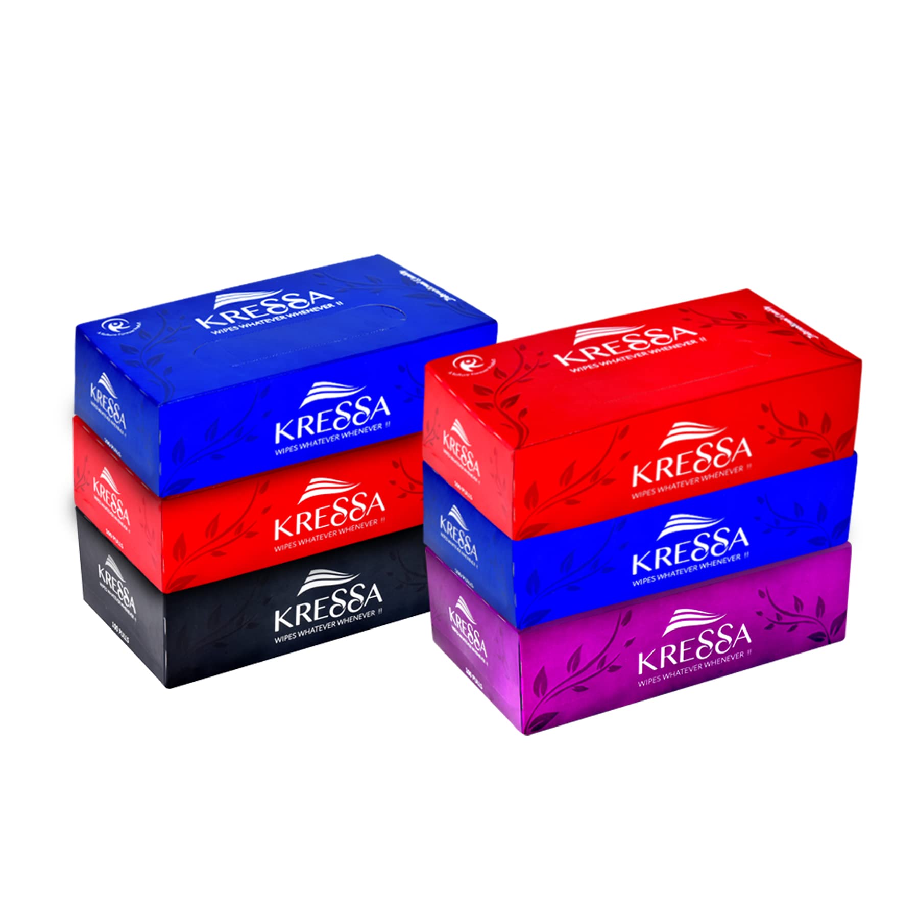 Kressa 2 Ply Facial Tissue Box | Face Tissue | 6 Boxes 100 Pulls Per Box With Total 600 Pulls Made Of 100% Natural Virgin Pulp