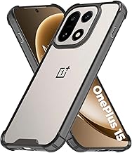 RIGGEAR Shockproof Clear Hybrid Airbag Armor Back Cover Case Compatible with OnePlus 15 5G (Clear-Black TPU Bumper with Transparent PC)