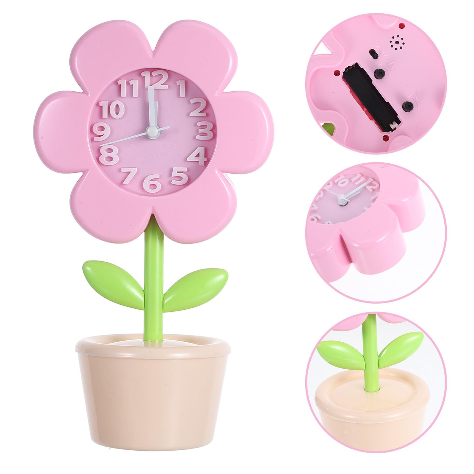 NUOBESTY Despertador Infantil Floral Silencioso con Mecanismo DIY Pequeño Reloj Mesita Noche para Niñas y Adolescentes Decoración Portátil para Dormitorio