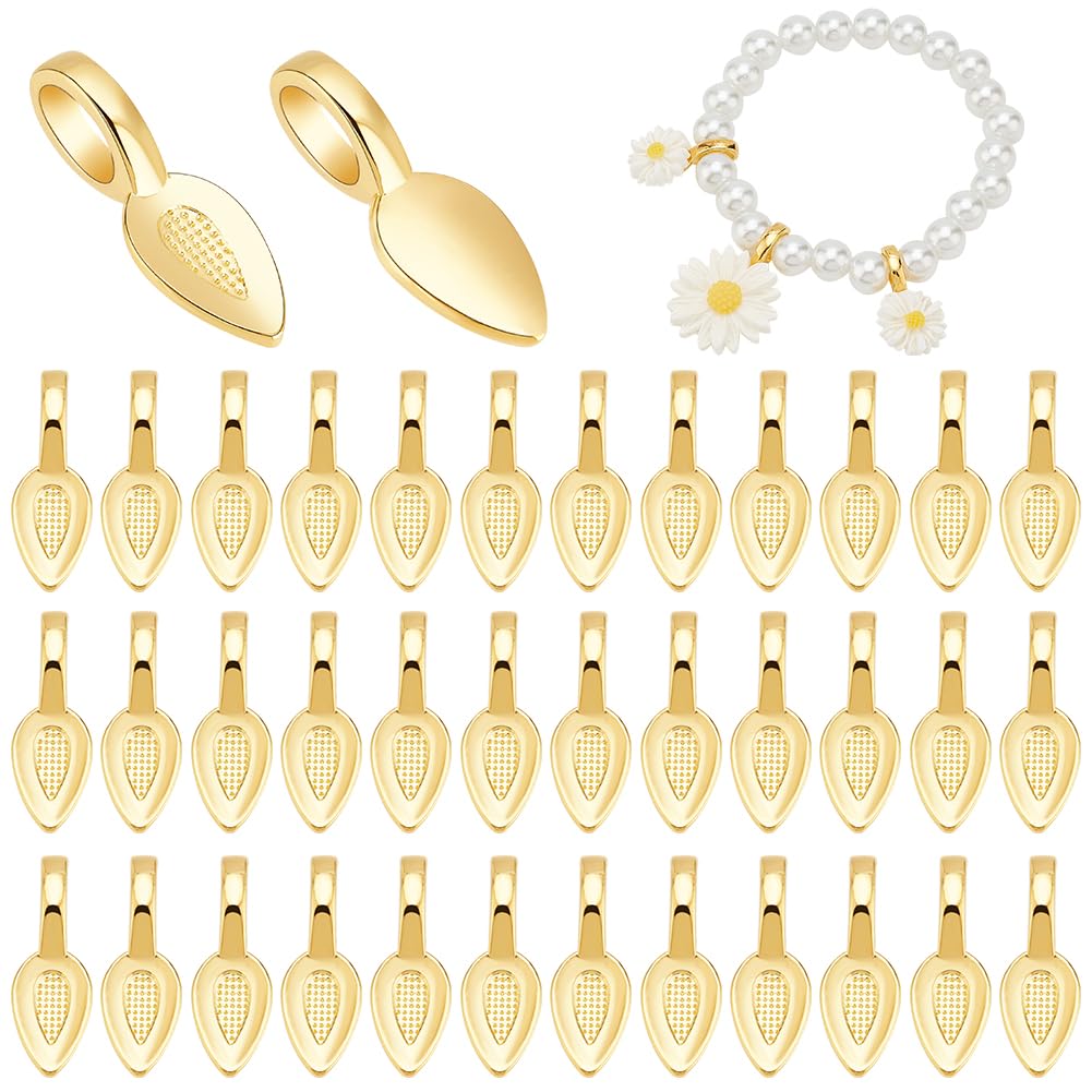 UNICRAFTALE Ongeveer 8 stks 2 Kleuren Rvs Lijm-op Platte Pad Hanger Bail 23mm Ovale Scrabble Linking Charm Sieraden Bails Charm Connector Hangers voor DIY Sieraden Maken