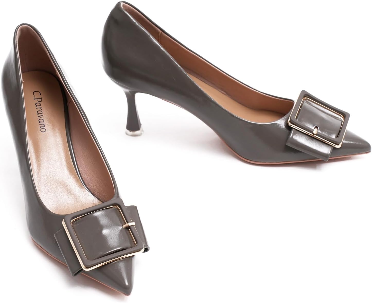 C.Paravano Womens Designer Pumps I Comfortable Stiletto Heel Pumps I Kitten Heels for Women I Pointed Toe Daily Pumps I Party Wedding Pumps 10.5 Grey
