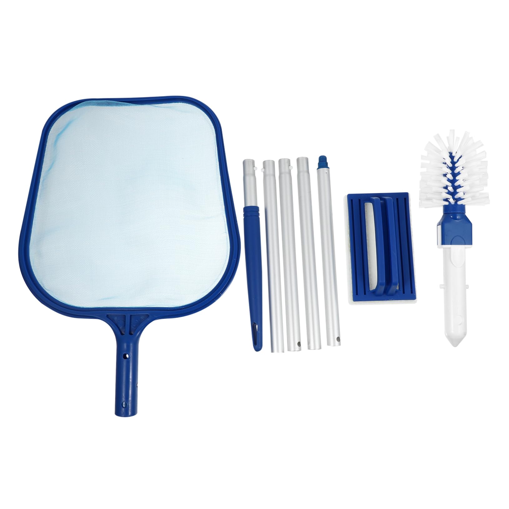 Didiseaon Kit de Skimmer de Piscina 1 Juego Plástico Azul Mango | Red de Malla Delicada, 5 Secciones Desmontables, para Piscina y Spa, Ligero, Filtra Partículas