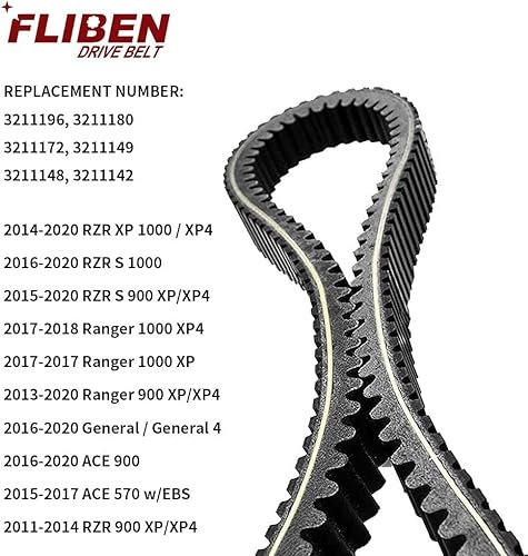 3211180 Drive Belt Heavy Duty Replacement For Polaris Rzr 1000 900 Xp Xp4 2014-2021/ Rzr S 900 1000 Xp Xp4 2015-2020/ Ranger 900 1000 Xp Xp4 2013-2020/ Ace 570 900 2015-2020 3211149 3211196 3211172 #TOP2