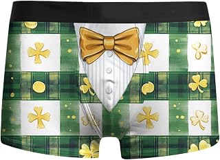 Caxndycing Calzoncillos bóxer para hombre del Día de San Patricio, color verde, divertidos, calzoncillos de colores para hombre, ropa interior cómoda, pantalones deportivos, carnaval, disfraz, ropa de