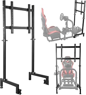 Anman Racing Pro ビジュアライザー ディスプレイスタンド ラウンドチューブレーシングシミュレーターコックピット用、24~55インチの画面駆動モニターマウントブラケットをサポート、調節可能な安定したSIMレースモニタースタンド