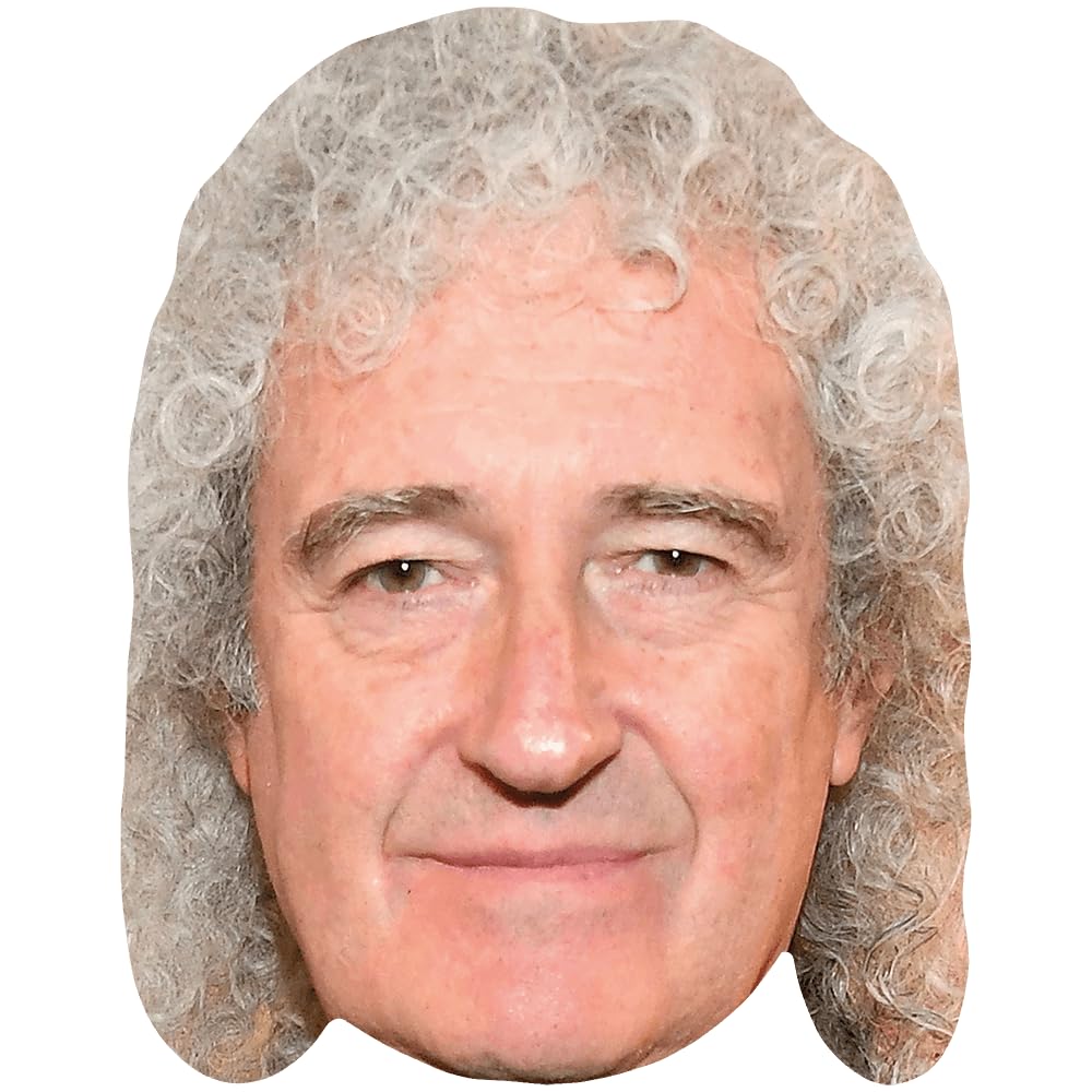 Brian May (Grey Hair) Celebrity Mask, Flat Card Face, Fancy Dress Mask