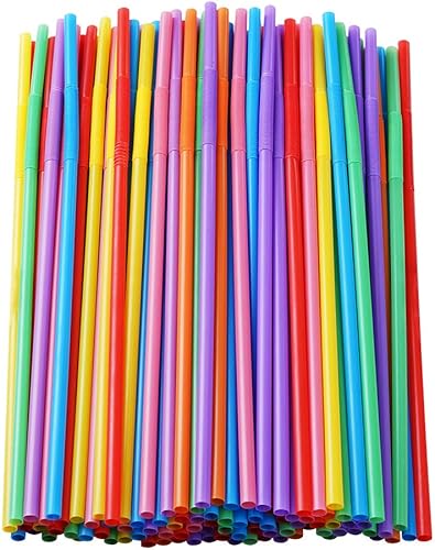 100 pajitas largas y flexibles de plástico colorido 023 pulgadas de diámetro y 102 pulgadas de largo