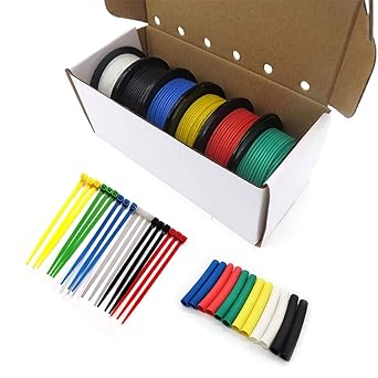 Fermerry 26AWG Silicone Wire Cables Hook up Wire Kit 6 Colors 5Ft Each 26 Gauge Stranded Wire Electrical Wire (5FT 6 Colors, 26AWG)