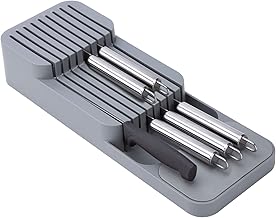 Entemah Kitchen Drawer Organizer Tray for Knives Knife Block, Kitchen Knife Block Holds, Compact Cutlery Organizer Storage Holder Insert-Holds Knife Kitchen Drawer Organizer Tray grey 30cm