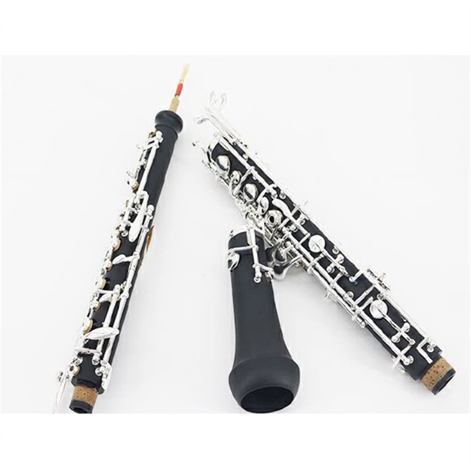 Oboe Strumento A Fiato in Legno Bachelite/Ebano Argentato Oboe Semiautomatico Argentato in Chiave di Do (Color : Ebony)