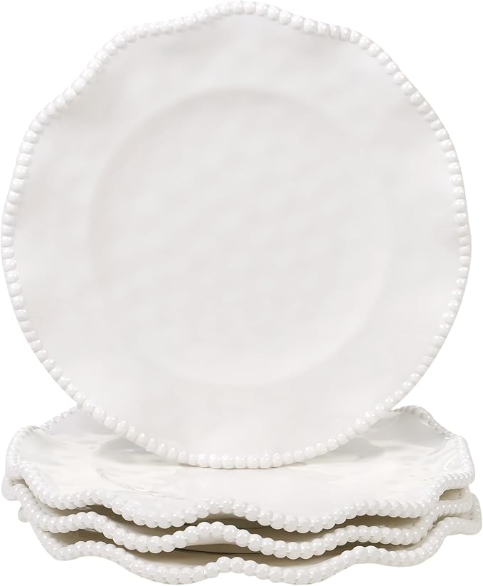 Perlette Cream Beaded Salad Plates