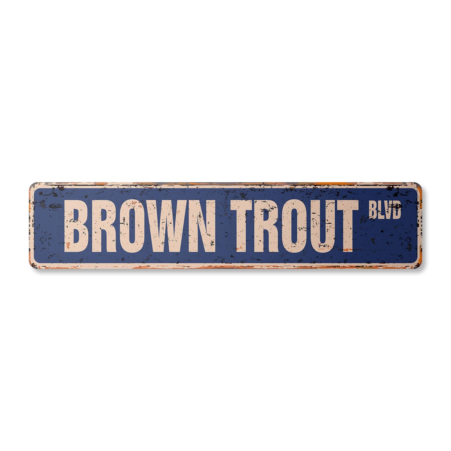 BROWN TROUT Vintage Street Sign fishing fisherman fish game restaurant