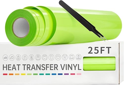 VinylRus Vinilo de transferencia de calor, rollo de vinilo para planchar de 12 pulgadas x 25 pies para camisas, vinilo HTV para Silhouette Cameo,