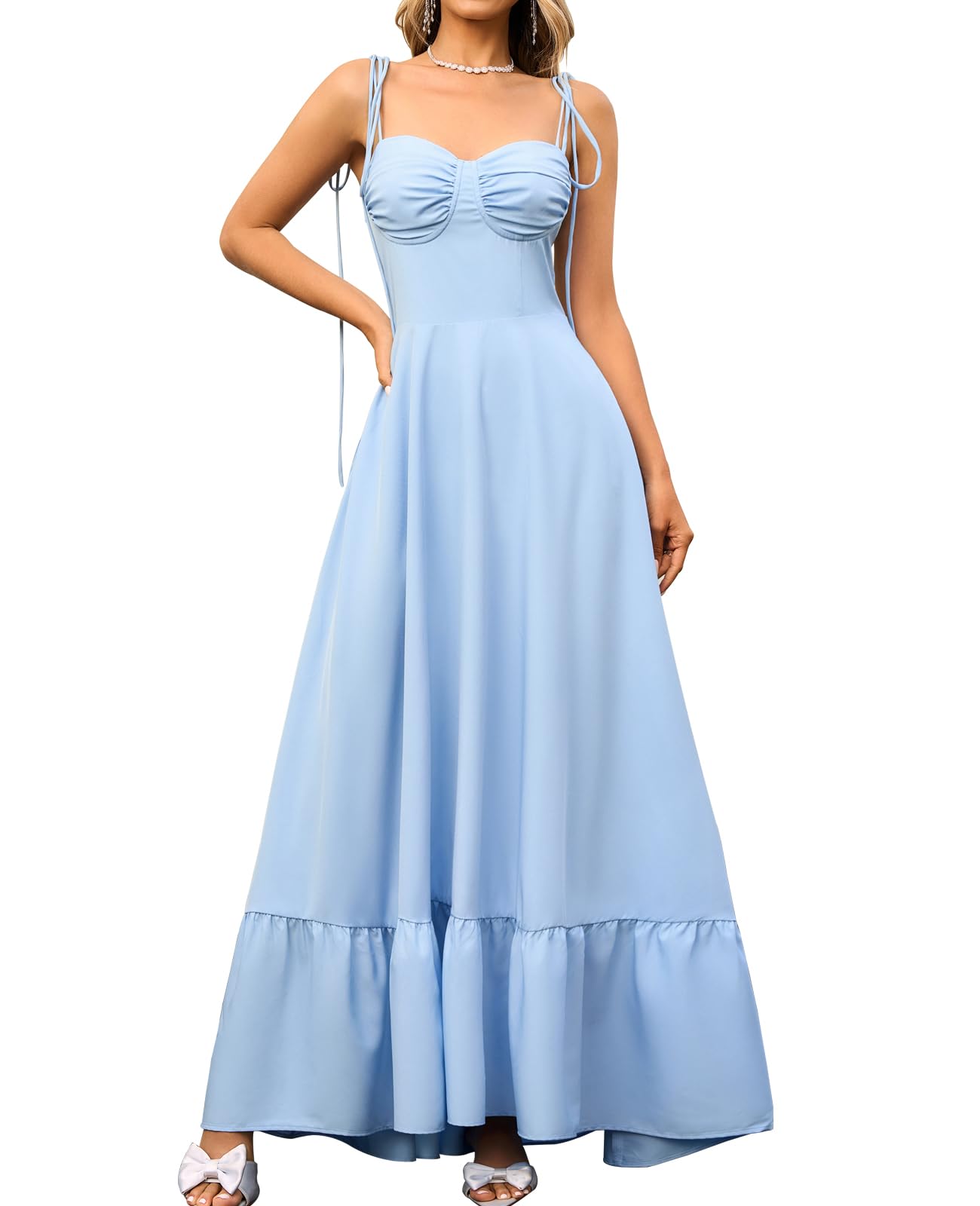 GLNEGE Corset Maxi Dress