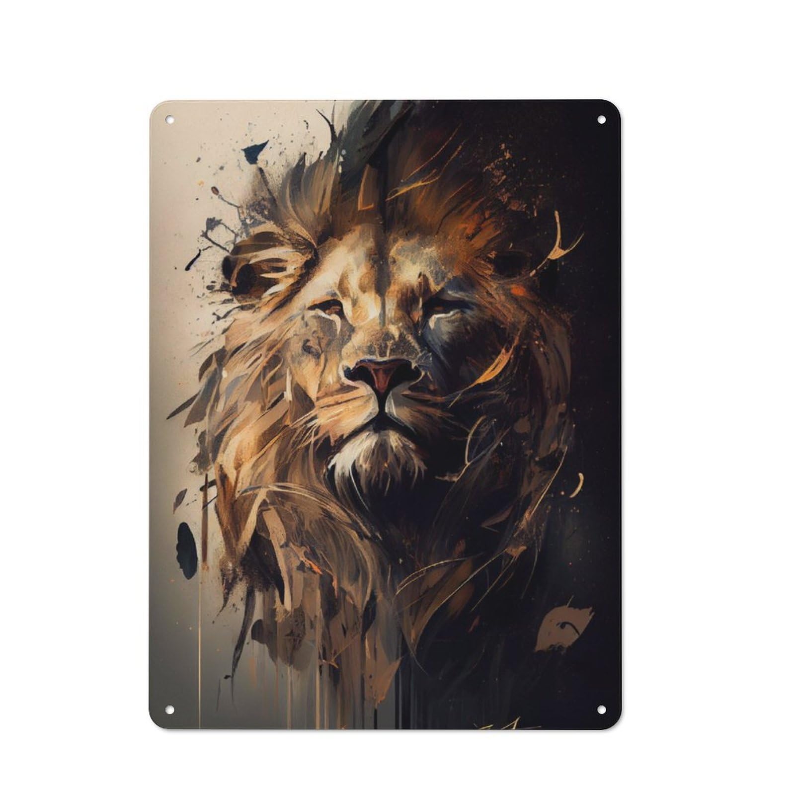 Vintage Retro Metal Sign 40x30cm Featuring Lion Abstract, Garage Wall Decor for Garage, Workshop, Shed Or Utility Room