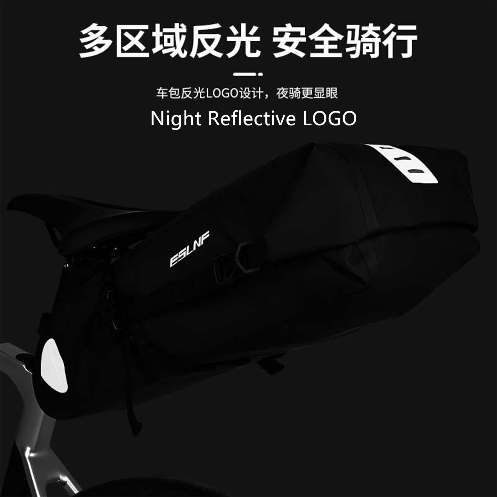 Bolsa impermeable para sillín de bicicleta, reflectante, de gran capacidad, plegable, trasera, para ciclismo, MTB, bolsa de almacenamiento para montar al aire libre