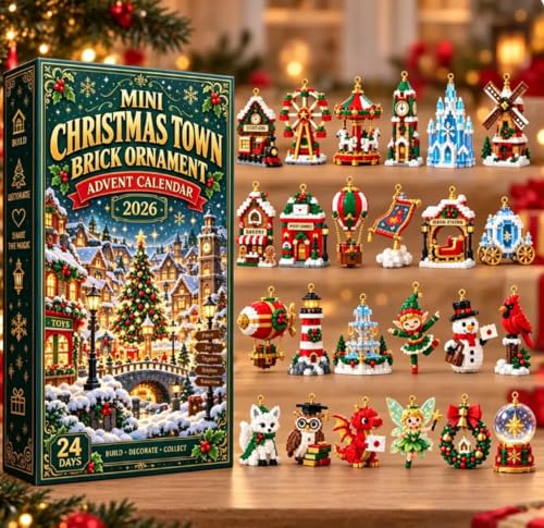 Christmas Advent Calendar 2026,24-Day Mini Brick 2D Acrylic Hanging Ornaments, Mini Christmas Tree Decorations, Holiday Countdown Calendar Gift for Kids Adults Family #-F - image 4
