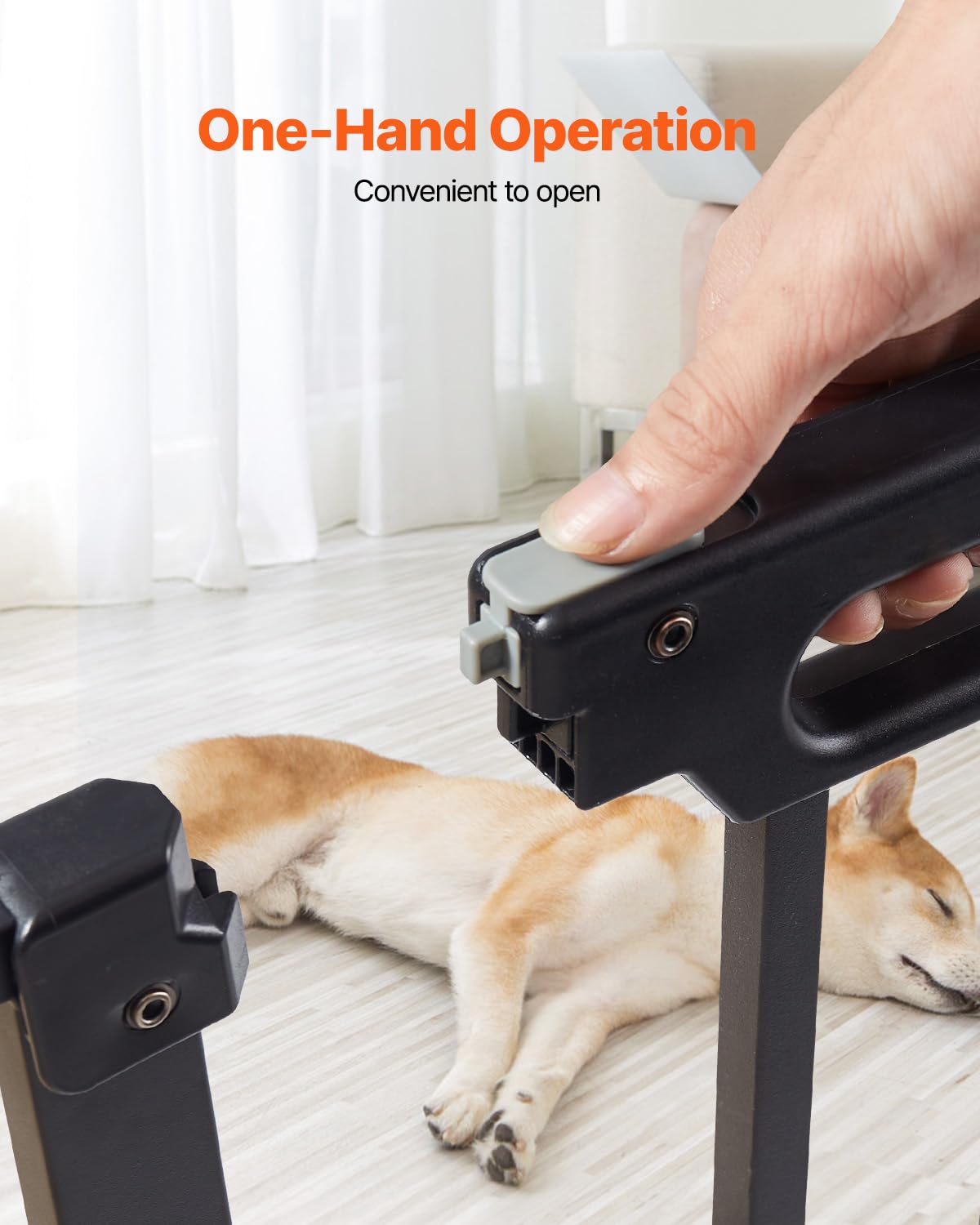 VEVOR Baby Gate, 29.5-37 in Adjustable Width, 30in High Dog Gate, Easy Step Walk Thru, Auto Close, Child Pet Security, with Pressure Mount Kit and Wall Mount Kit, for Stairs Doorways and House, Black