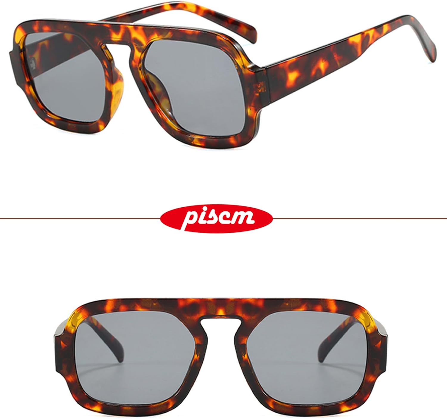 Trendy Hexagon Aviator Sunglasses for Women Men 70s Retro Square Flat Top Geometric Sun Glasses Shades - Image 6