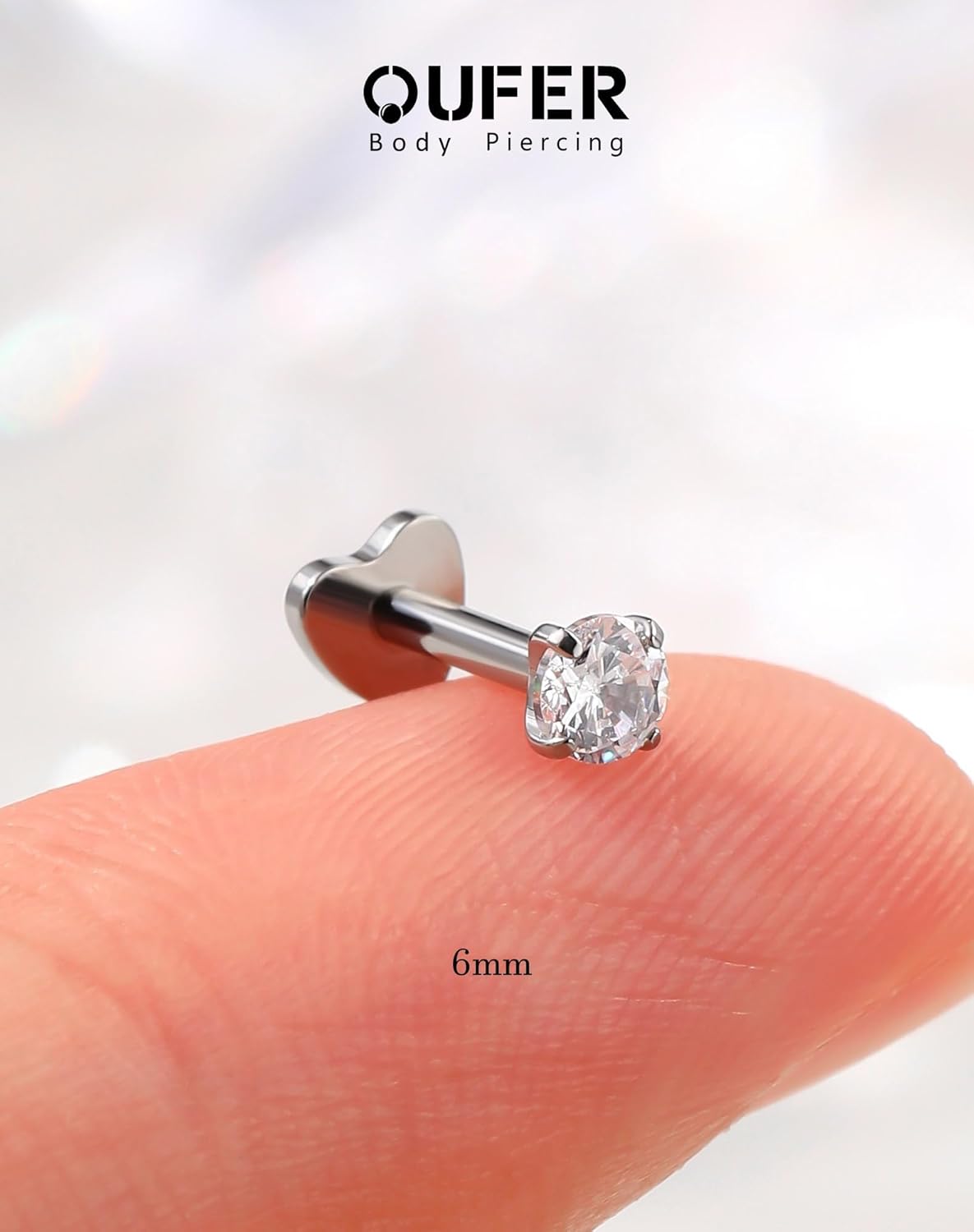 Titanium Flat Back Stud Earrings 16G Medusa Labret Jewelry Internally Thread Lip Stud Surgical Steel 5/6/8/10/12MM Helix Tragus Conch Cartilage Earring for Women Men - Image 5